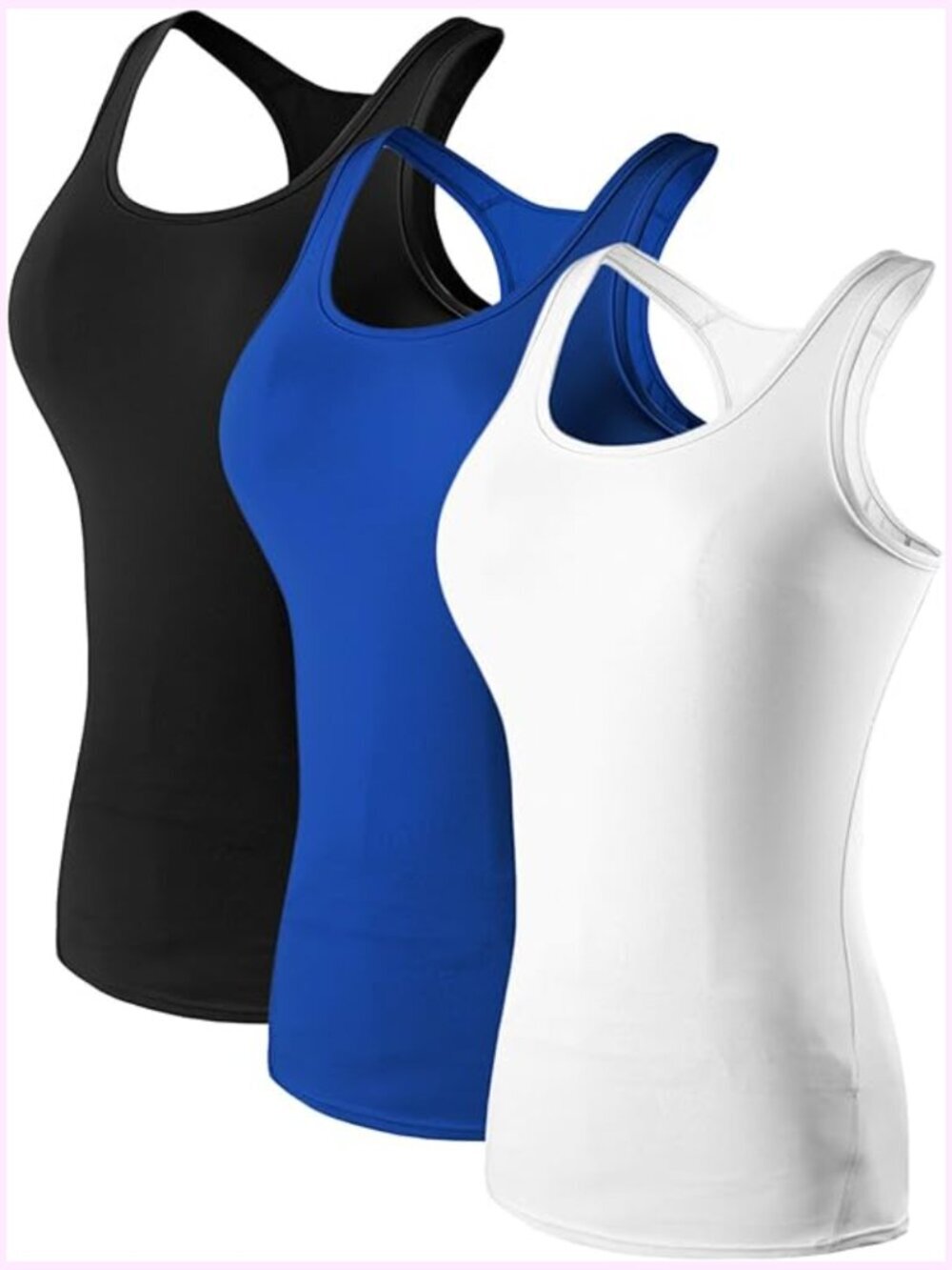 3 Pack Compression Racerback Tank Top Moisture Wicking Dry Fit